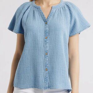 XL NWT Beach Lunch Lounge Denim Top